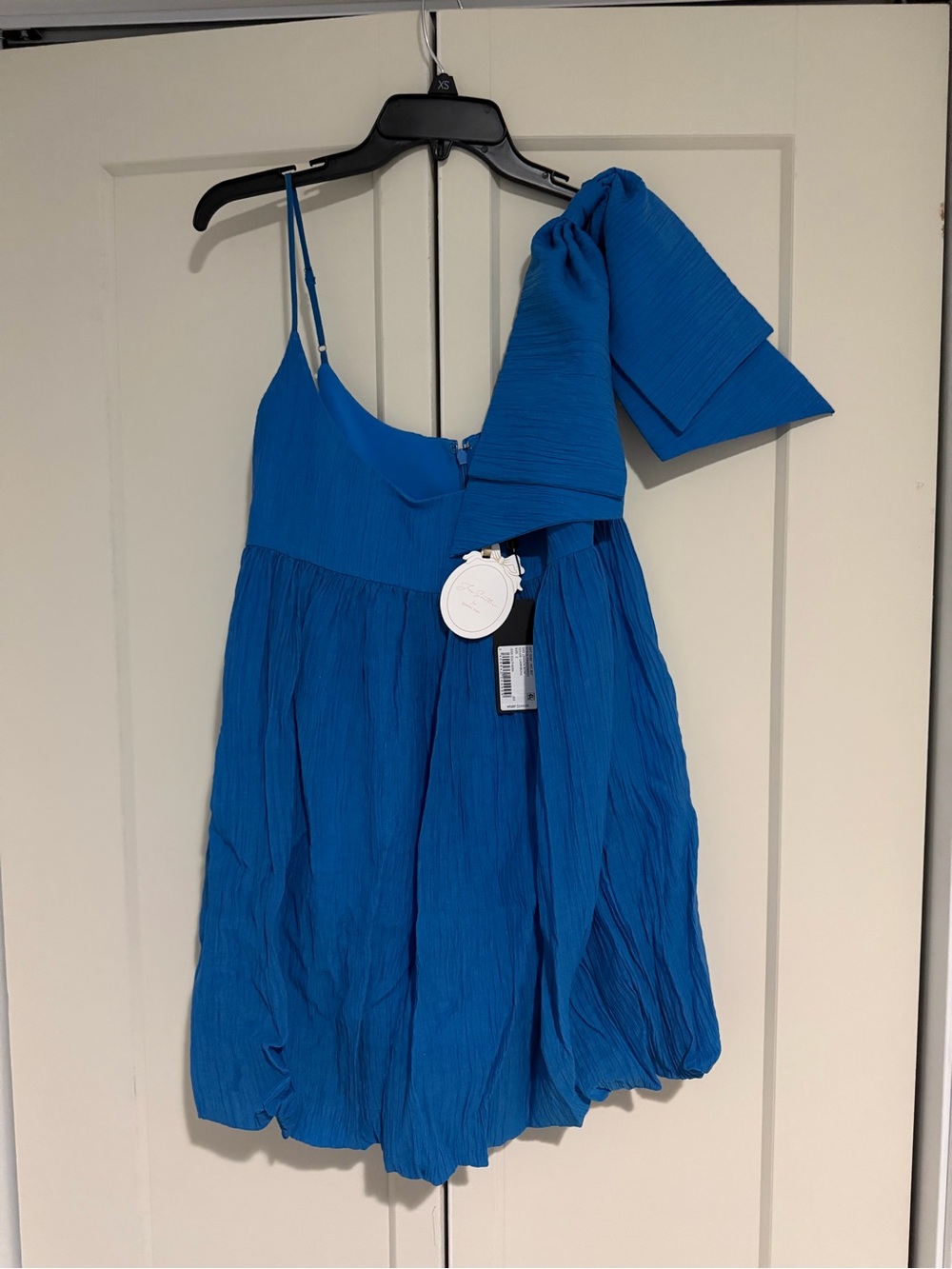 Gianni Bini Electric Blue One-Shoulder Bow Mini Dress